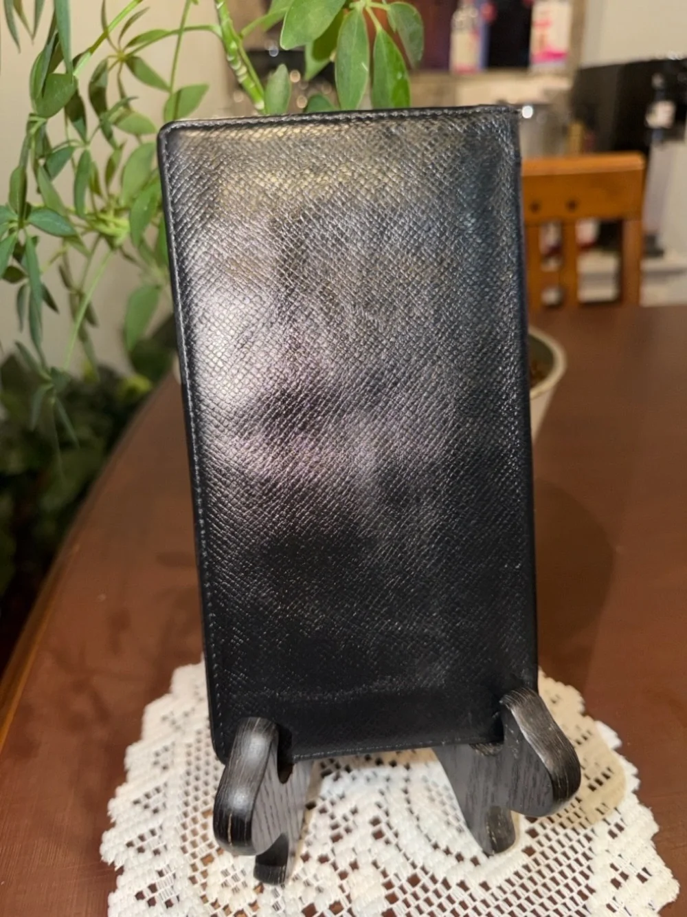 Authentic Louis Vuitton Black Leather Checkbook Cover